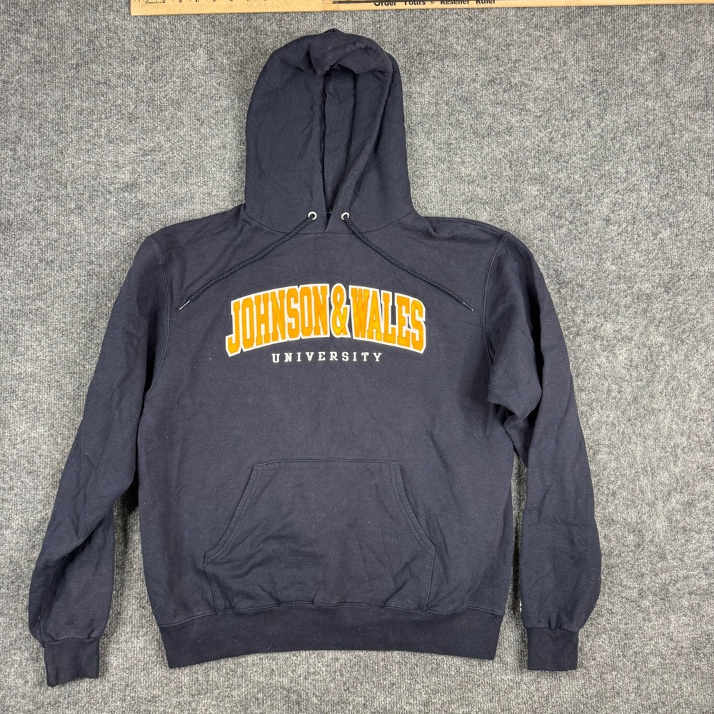 Champion Hoodie Mens Size M Navy Blue Johnson & Wales University Eco Fleece Logo